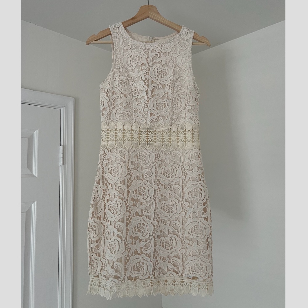 Just Me Womens Off White Dress